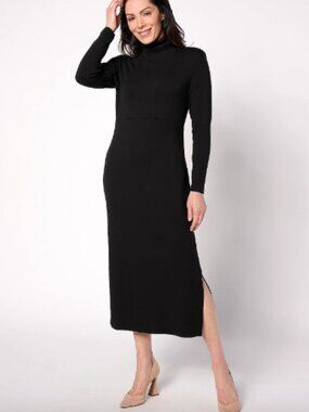 Women with Control Petite Jersey Tummy Control Midi Dress , Blk Sz PM a623040